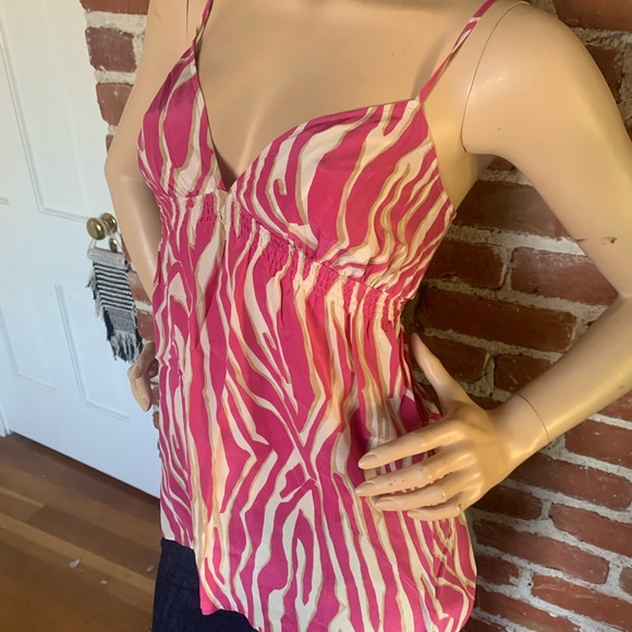 Express pink leopard print silk tank XS spaghetti - Picture 2 of 9